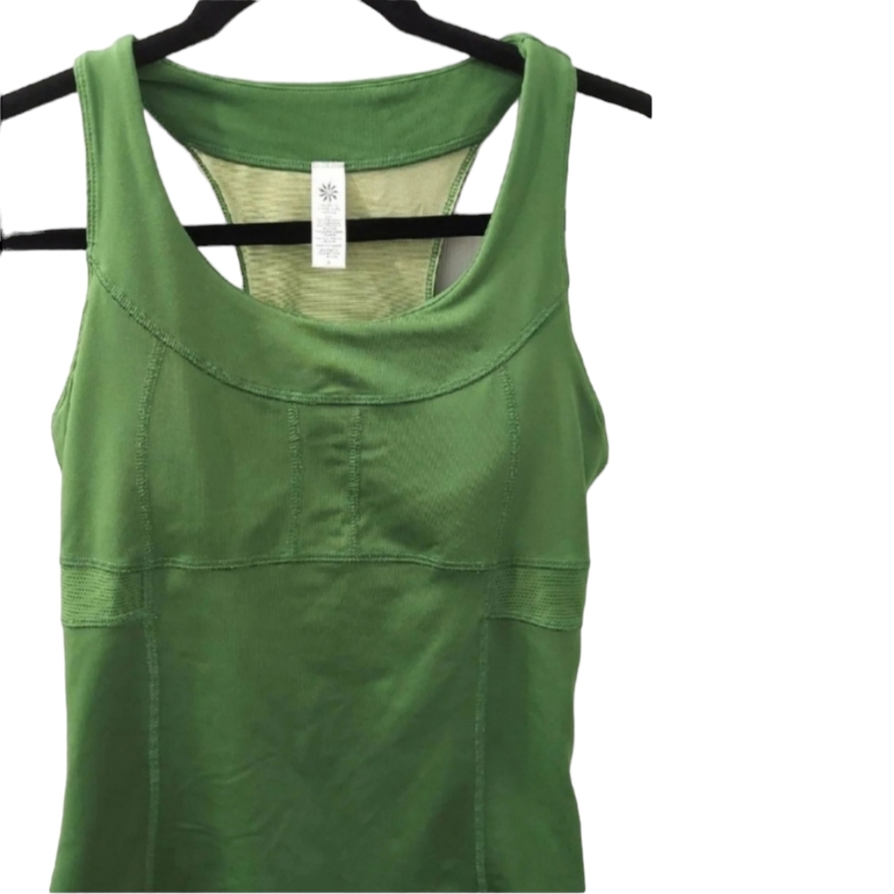 Athleta Women's Workout Top Green Back Pockets Small